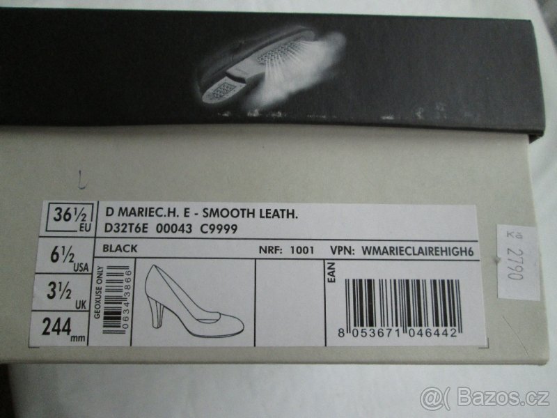 Lodičky Geox, černé, kožené, vel. 36,5 - 7