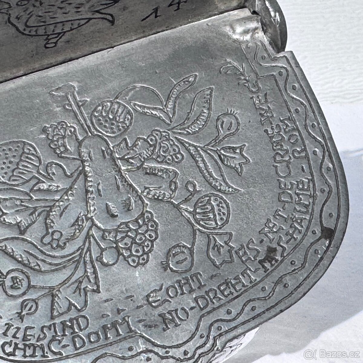 Starožitná cínová slánka s rokem 1814 - 7