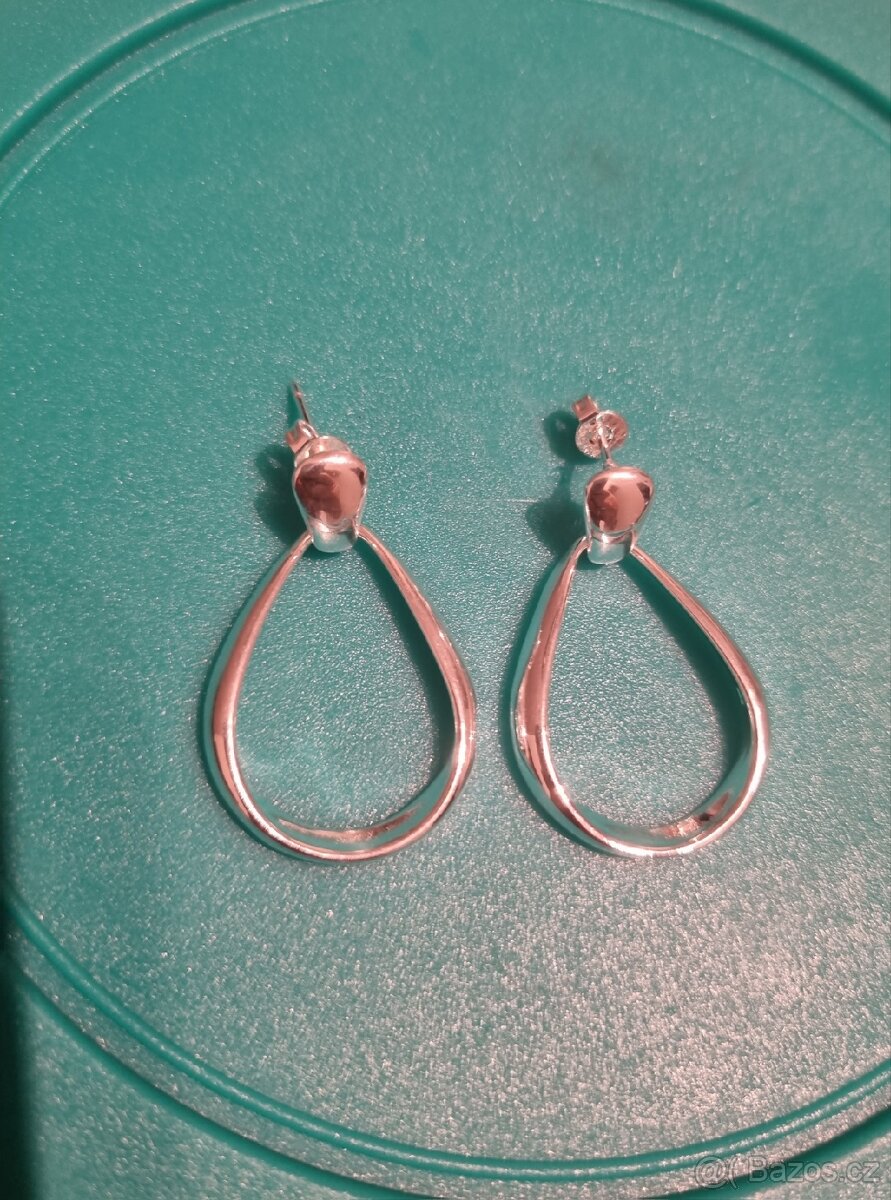 Nové dámské stříbrné náušnice oválné ovály 925 duté - 7