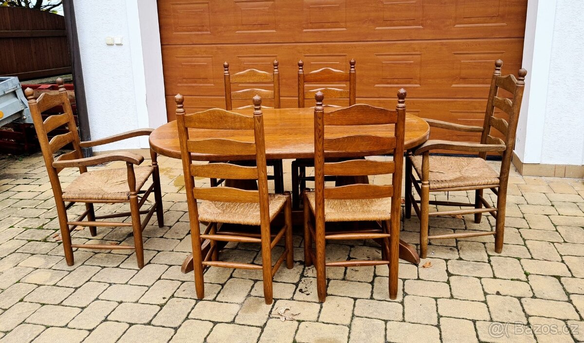 Masivní jídelní set, stůl z masivu - 7