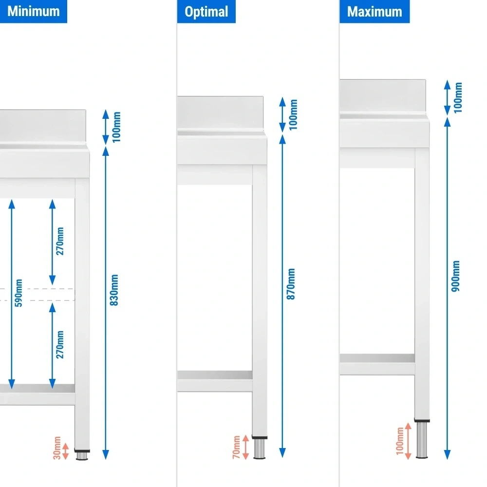 Nerezový stůl se spodní policí (od 60cm do 200cm) - 7