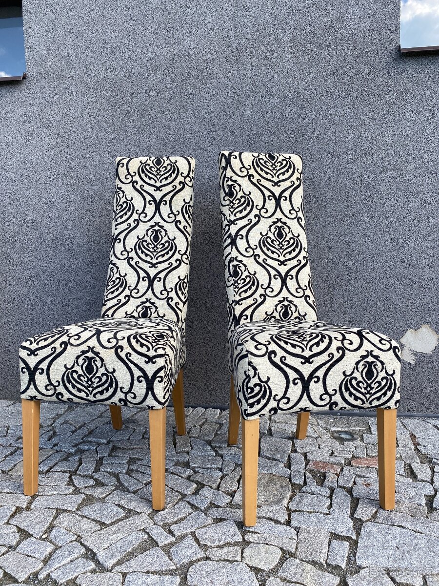 Prodám set - 4 jídelní židle: dřevěný rám - 7