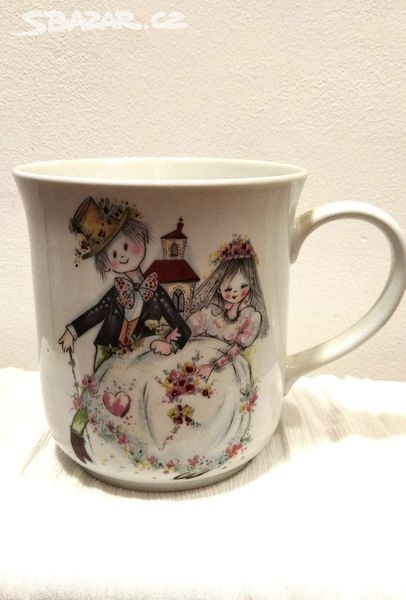 Retro i starožitnosti - sklo. Velký porcelánový hrnek - 7