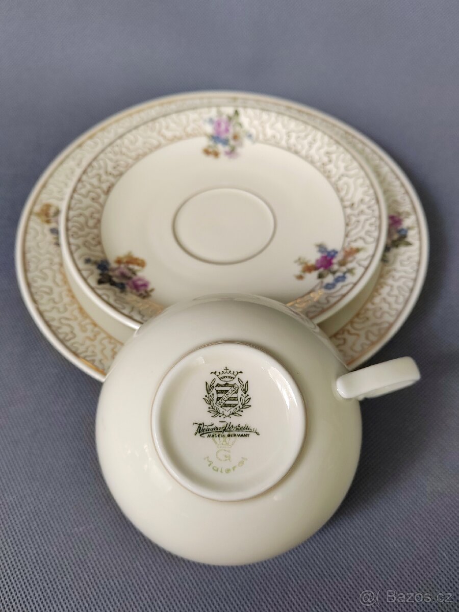 Krásná porcelánová čajová sada Weimar Porzellan (1948-1953) - 7