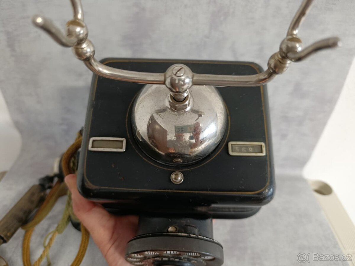 Velmi starý těžký dánský kovový telefon KTAS D08 - 7