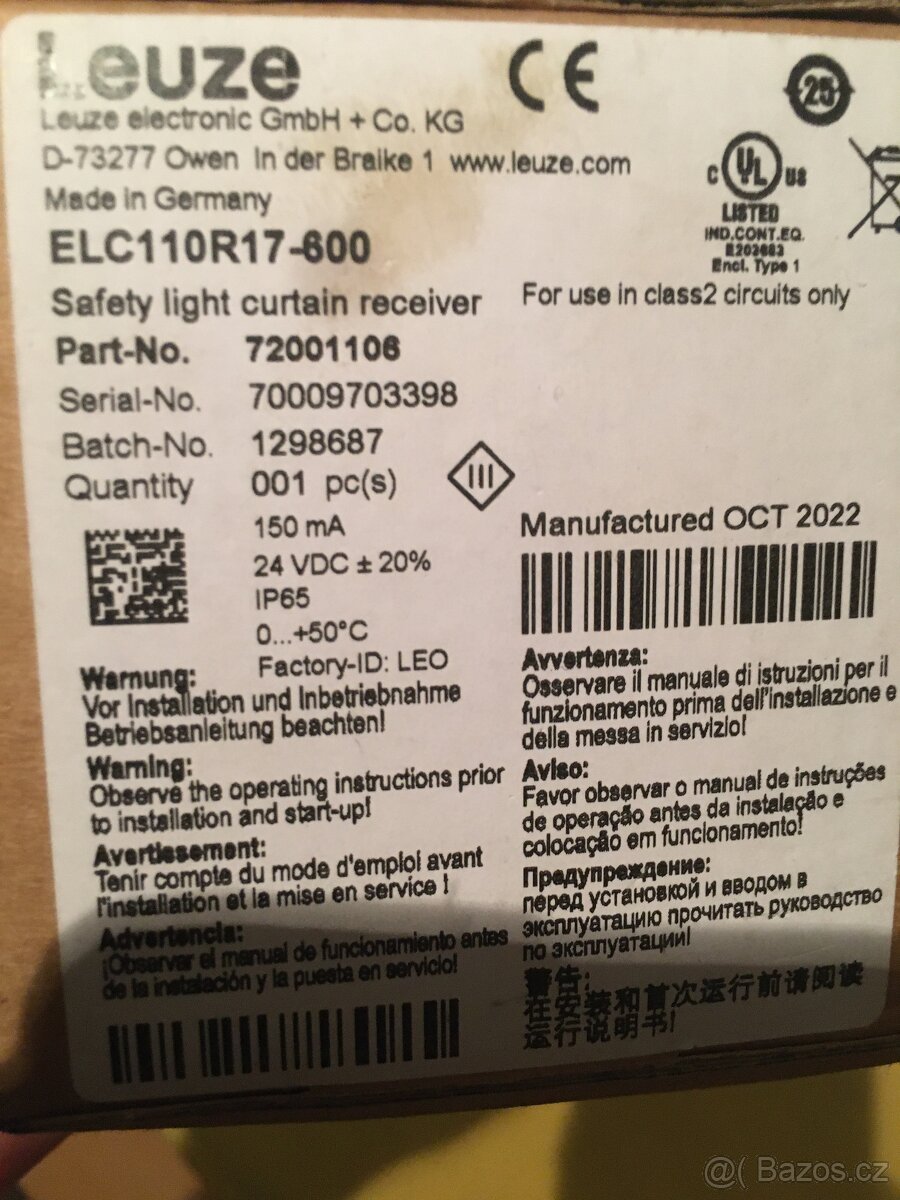 Bezpečnostní světelný závěs závora LEUZE ELC 100 - 7