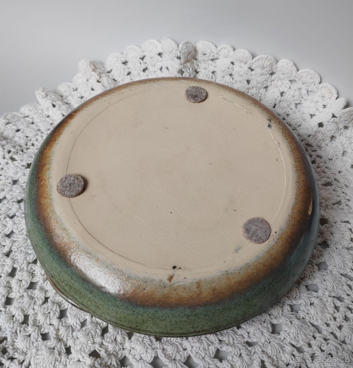 Celadon vintage zelený glazurovany keramicky svícen - 7