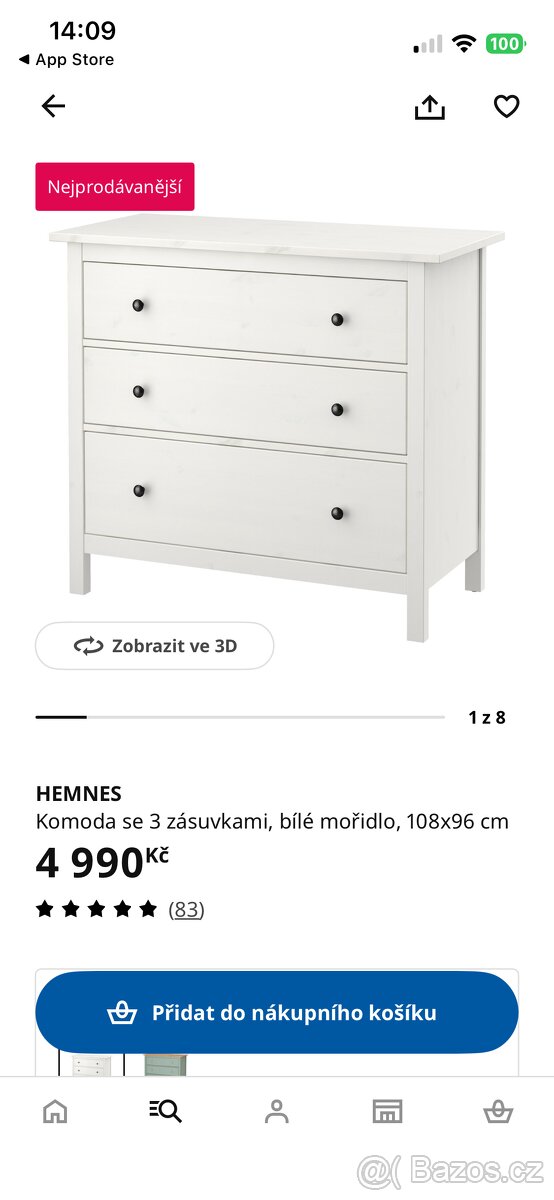 Komoda Ikea Hemnes šedohnědá - 7