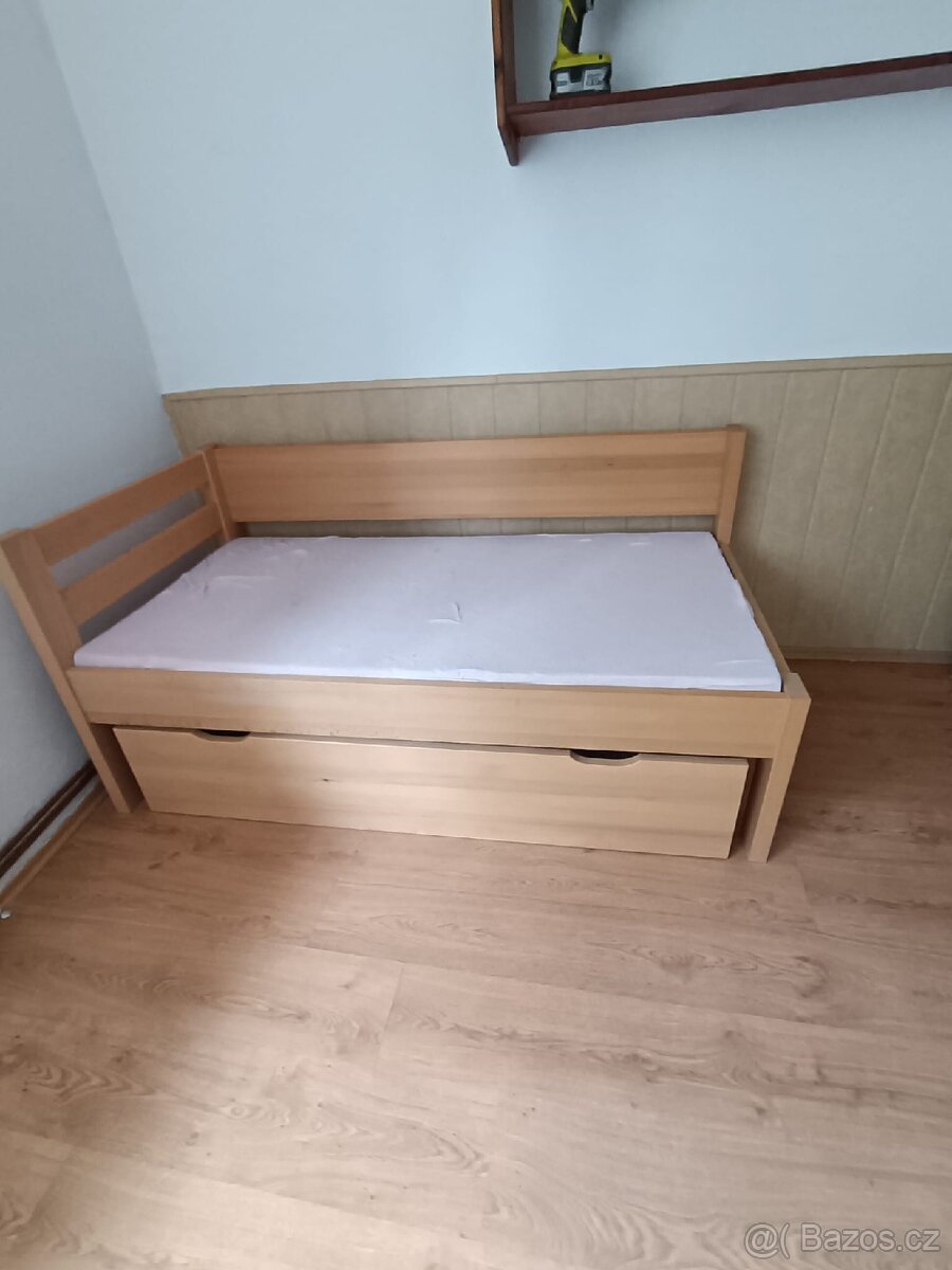 Dětská postel masiv buk s roštem a matrací - 7