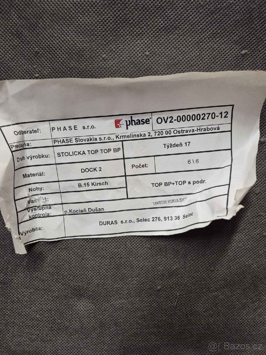 Prodam 8 ks jidelnich zidli PHASE - 7