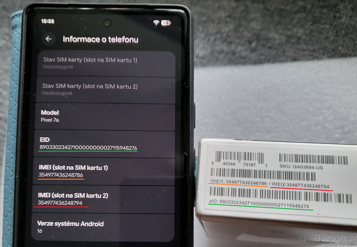 Google Pixel 7a (Android 16 + příslušenství) - 7