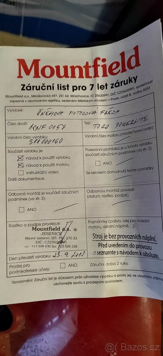 NEPOUŽITÁ sněhová fréza - 7