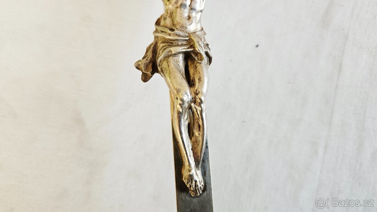 Ag stříbro stolní krucifix loťák rok 1864 biedermeier styl - 7