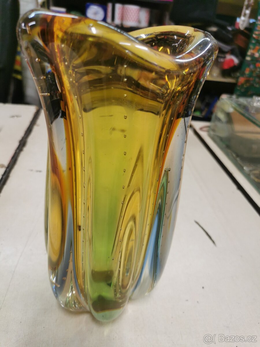 Váza, hutní sklo. - 7