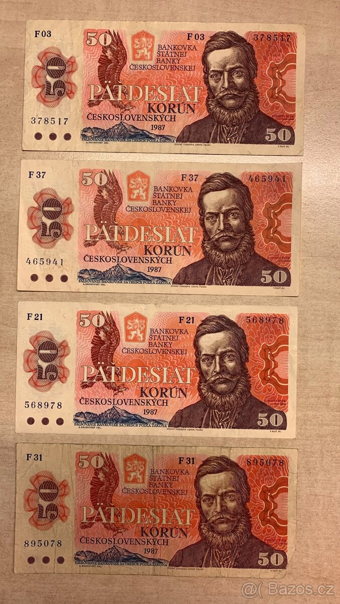 Různé bankovky československé 10,20,50 Kč - 7