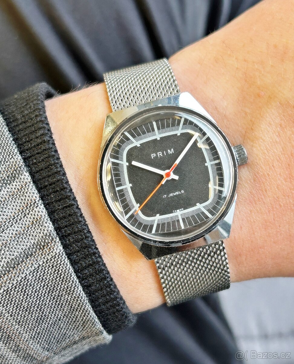 Československé mechanické vintage retro hodinky PRIM Malé Te - 7