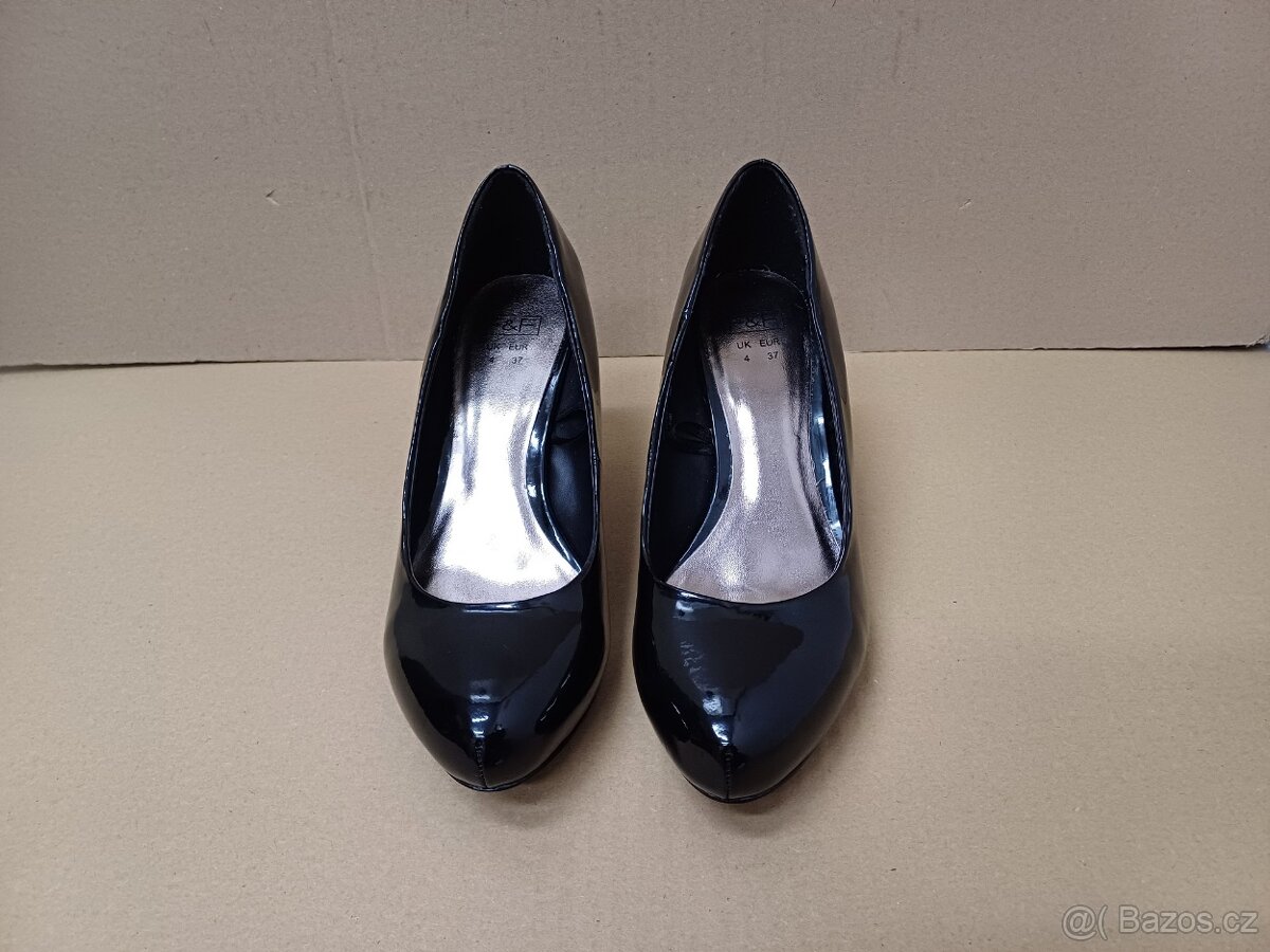 Černé lakované lodičky vel.37 - 7
