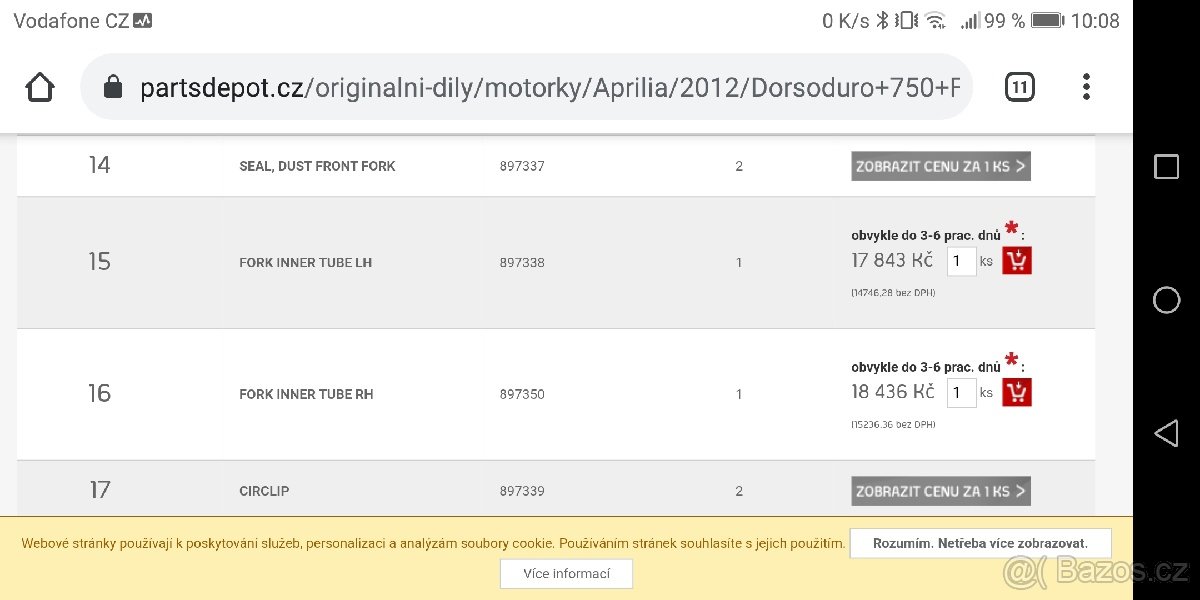 Přední vidlice Sachs Aprilia - 7