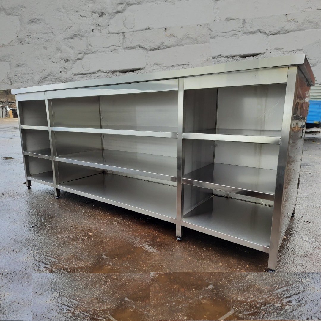 Nerezový pracovní stůl se dvěma policemi - 7