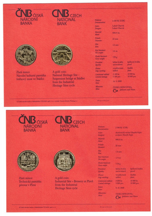 Kompletní sada KULTURNÍ PAMÁTKY, Proof - 7