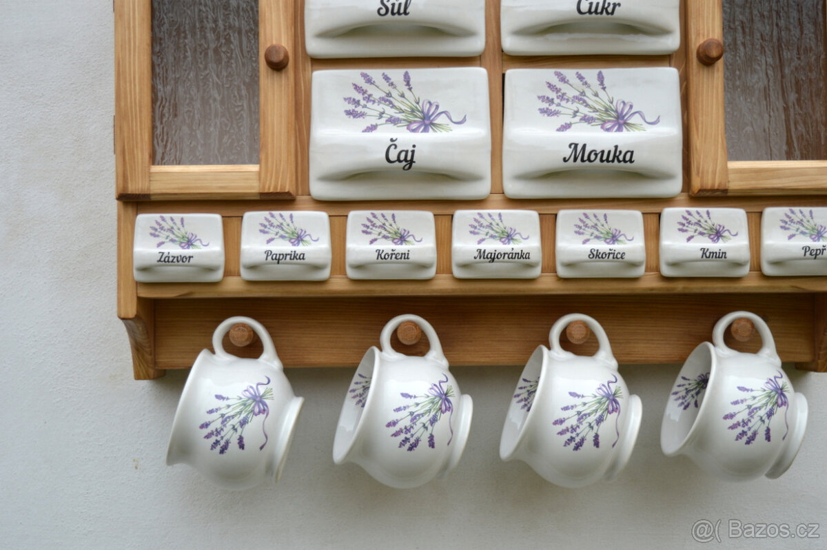 Police s kořenky do kuchyně - motiv levandule - 7