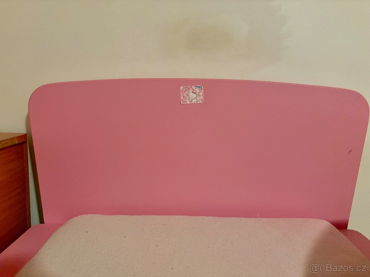 Růžová dětská postel a skříň IKEA - 7