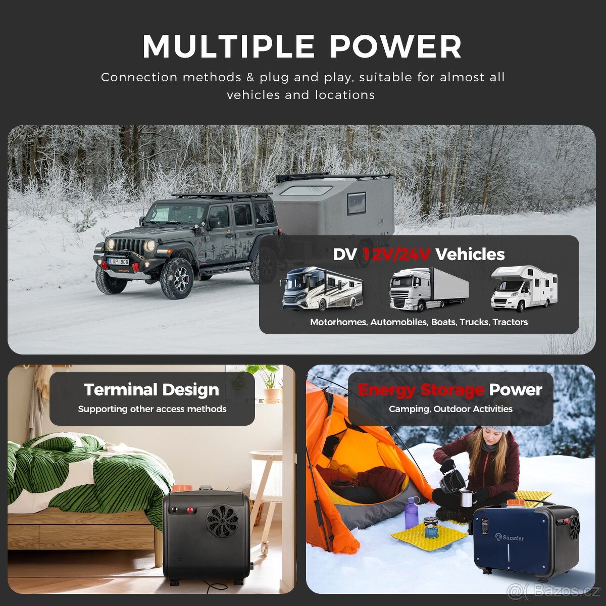 Naftové topení 5-8kW, 12/24/230V, auto start/stop, BT - 7