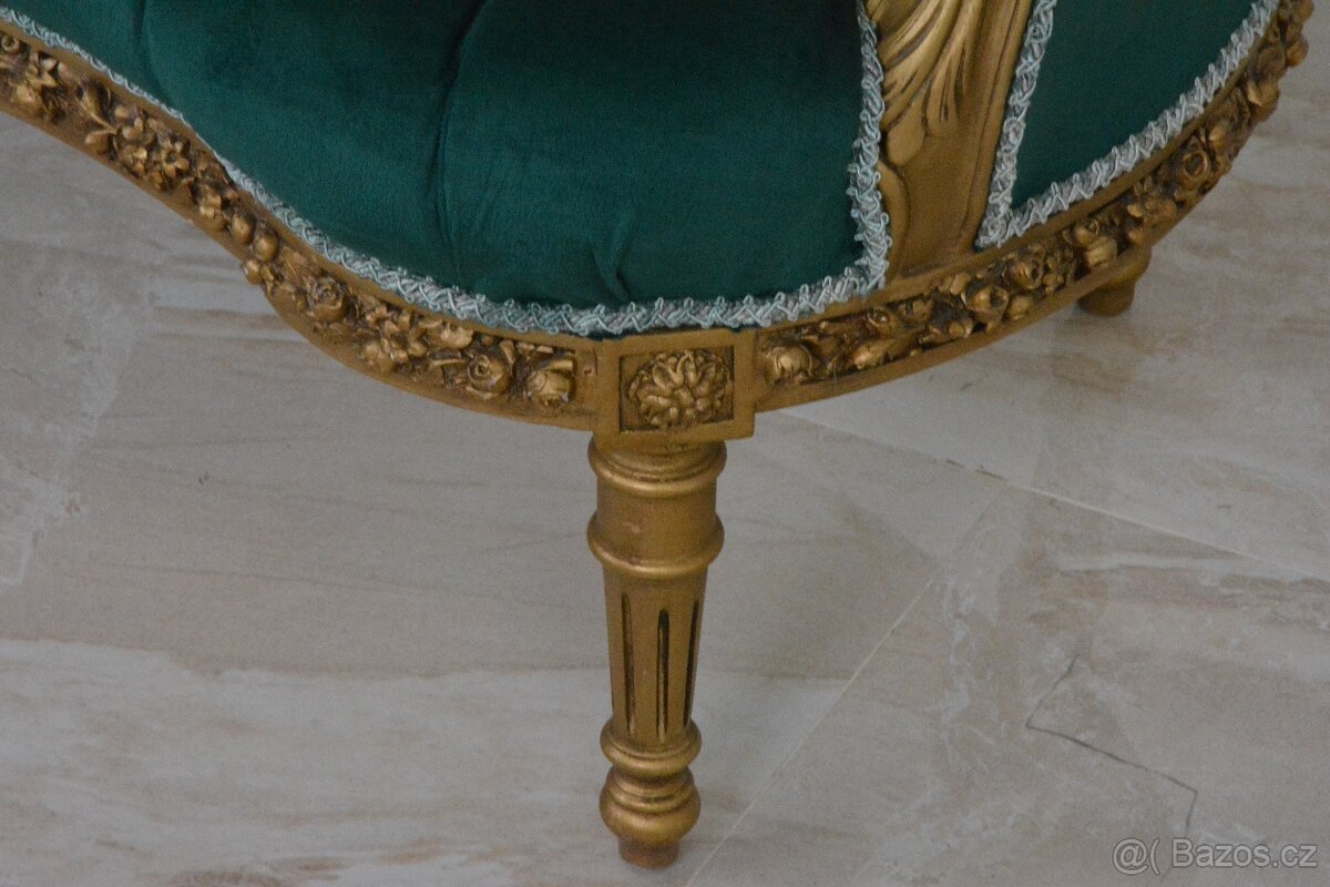 Zámecké řezbované sofa - čalouněné - mini - pár - 7