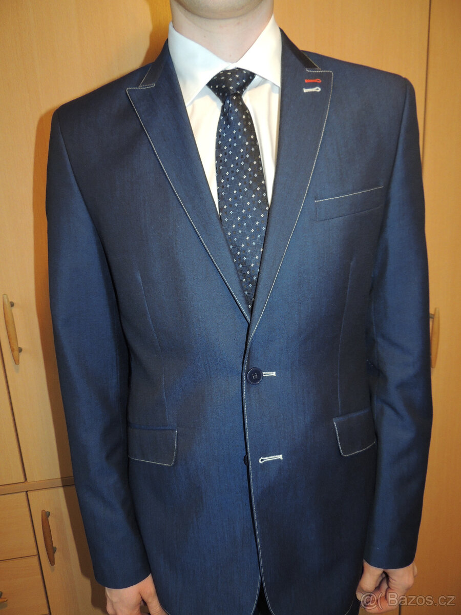 Pánský oblek vel. 48 tmavě modrý na postavu 170-175 cm - 7