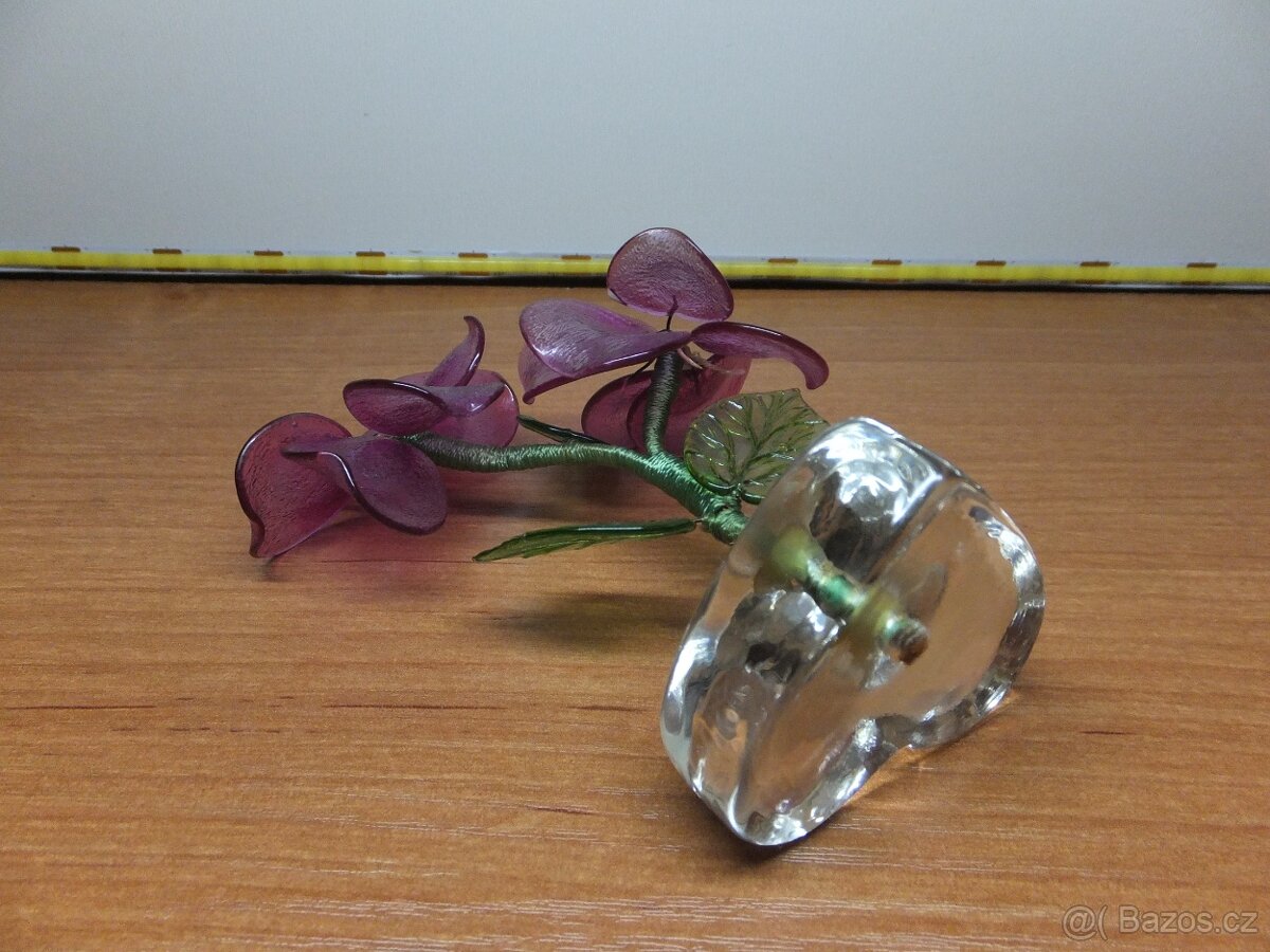 Starožitná krásná skleněná kytička, předpoklad J. Brychta, Ž - 7