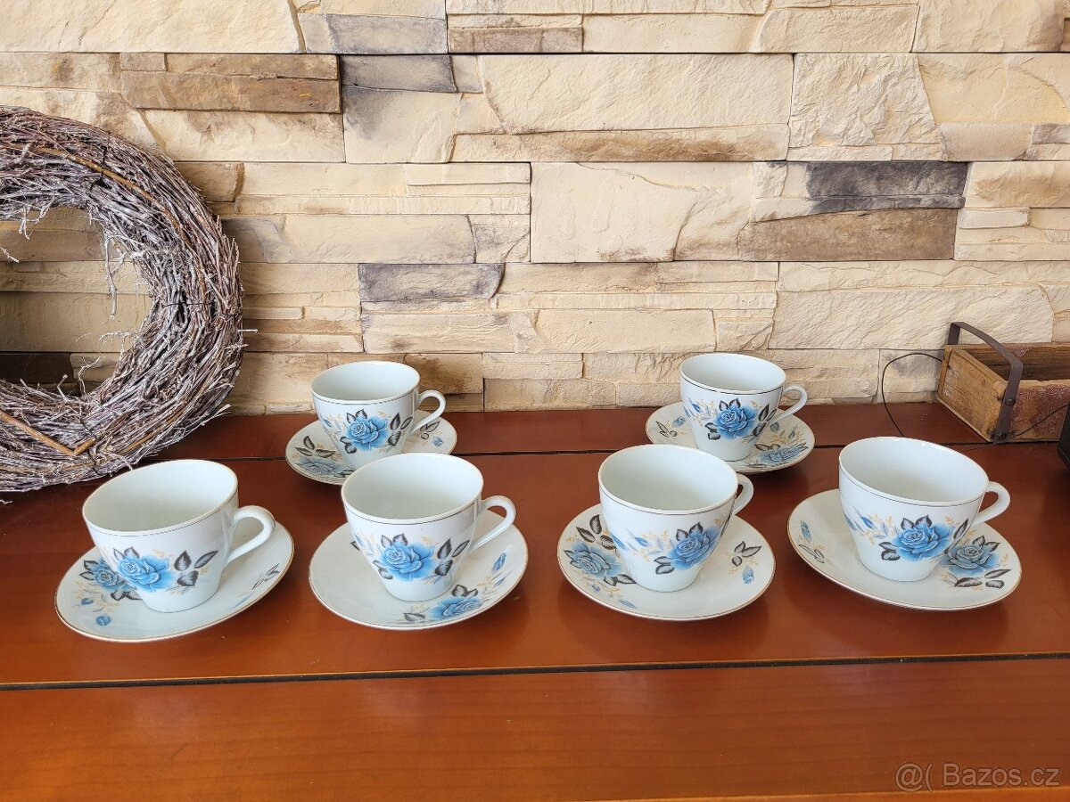 SOUPRAVA KÁVOVÁ S MODROU RŮŽIČKOU- KRÁSNÁ - 7