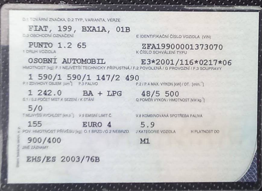 Fiat Punto 1.2 48 kW - benzín + LPG - 7