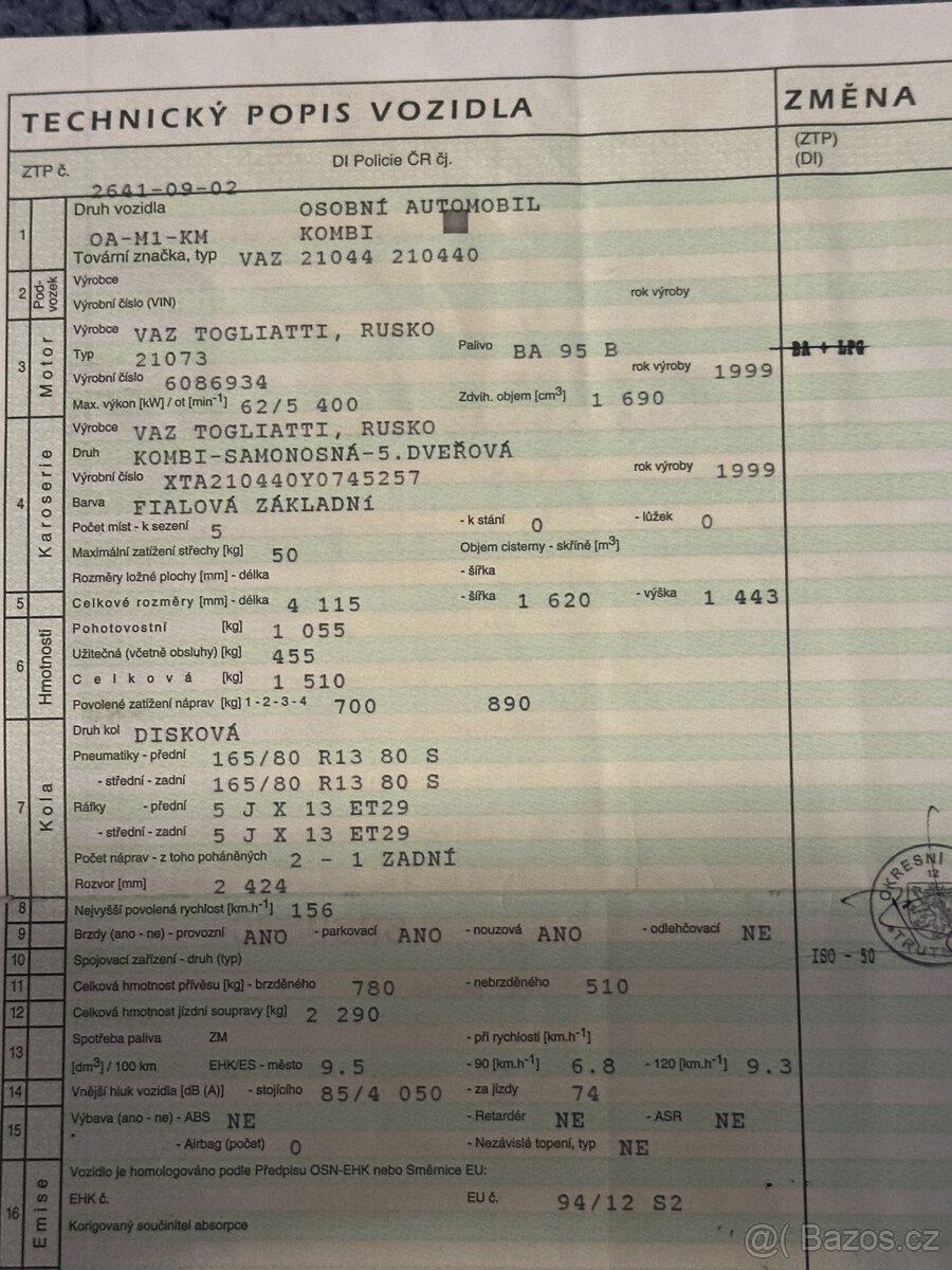 2 x Technický průkaz Škoda 110 L, VAZ 21073 kombi - 7