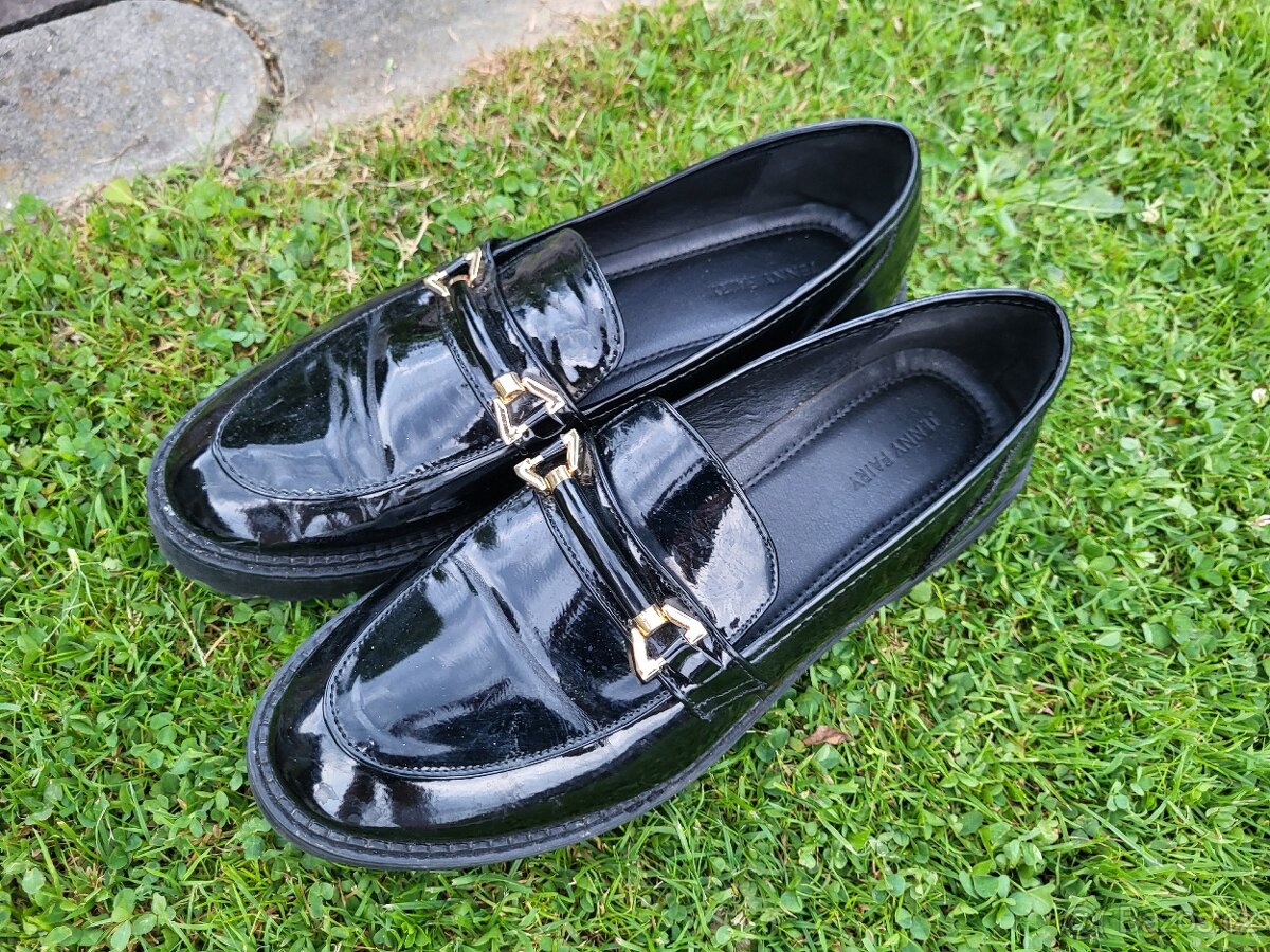 MOKASÍNY vel.41 zn.JENNY FAIRY ČERNÉ LESKLÉ MÓDNÍ - 7