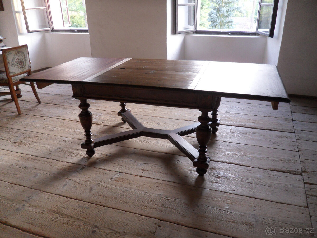 Starožitný stůl, rozkládací 220x100 cm. - 7
