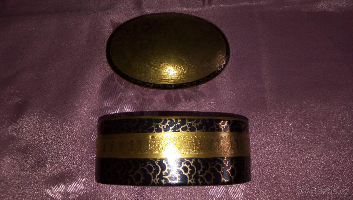 Oválná dóza - zlato-černá - 7
