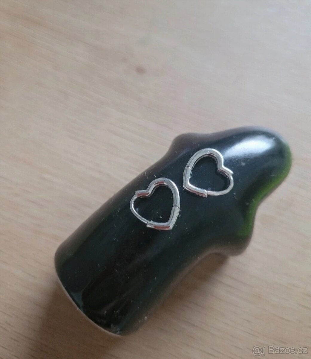 Nové dámské stříbrné náušnice 925 srdce srdíčka ocel - 7