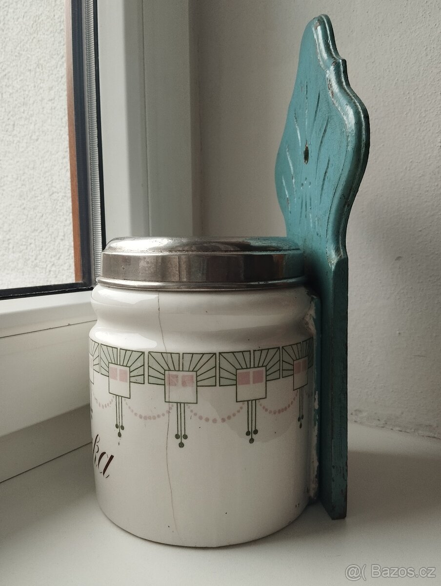 starožitná dóza na mouku - secese - 7