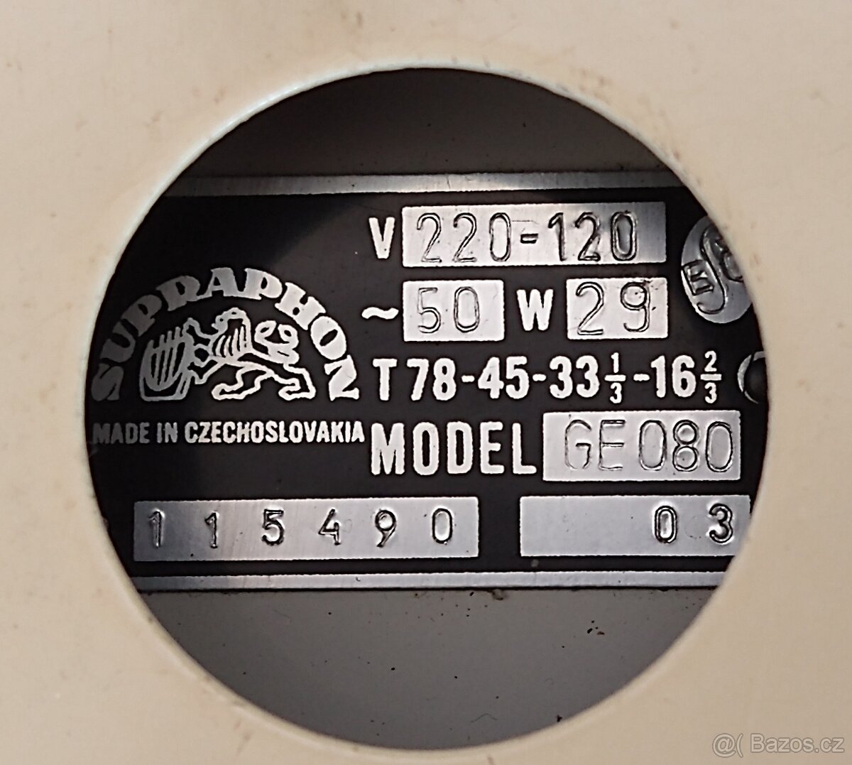 Gramofon Supraphon Model GE 080 - 7