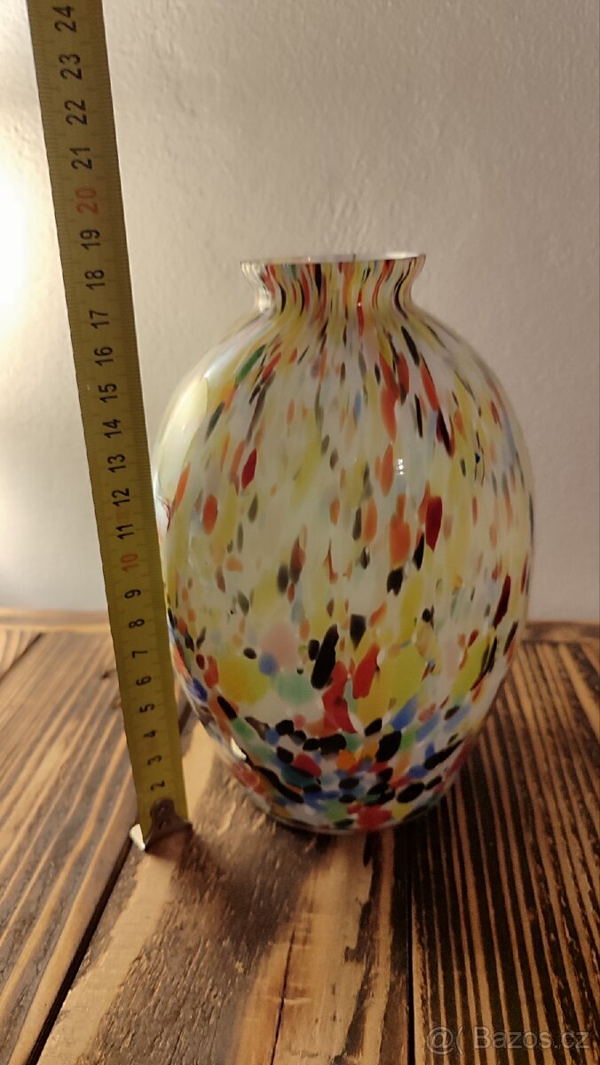 Krásná Art Deco váza z brokového skla - 7