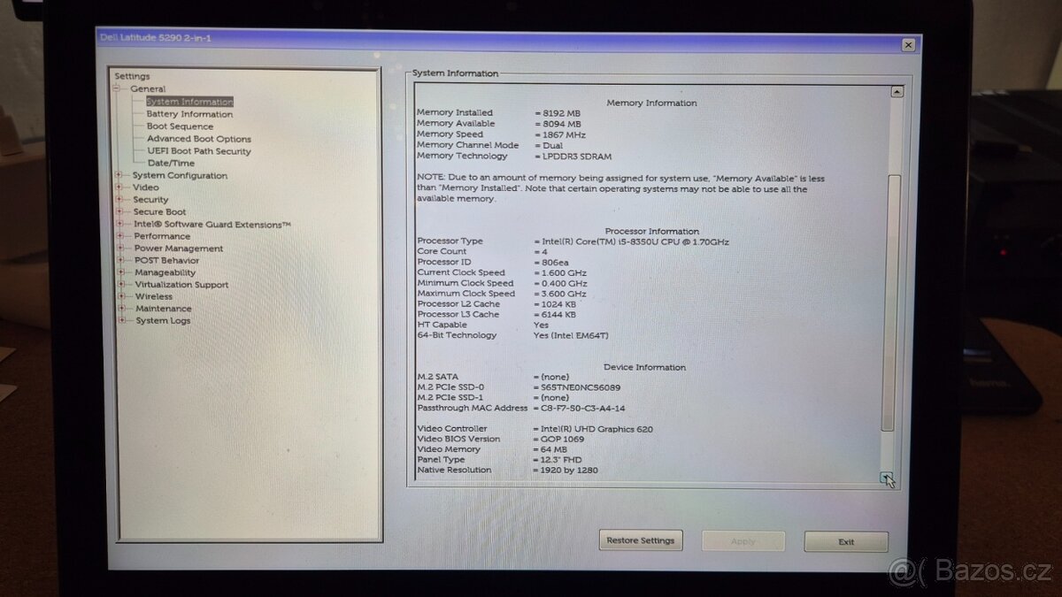 Dell Latitude 5290 2v1 | Intel i5-8350U| 8GB | 256GB - 7