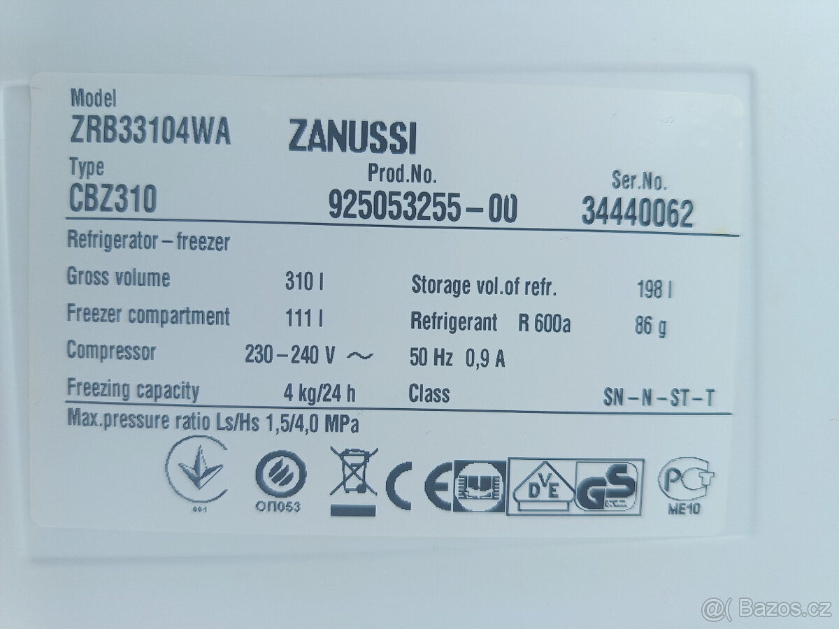 CHLADNIČKA S MRAZNIČKOU ZANUSSI - A++ - 175cm - 7