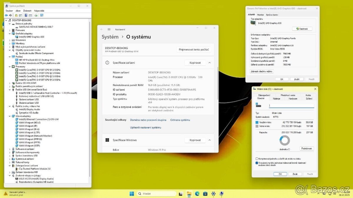 HP PRODESK 600 G5 MINI /i3-9100/16GB/SSD256GB/WIN11/ZÁRUKA - 7