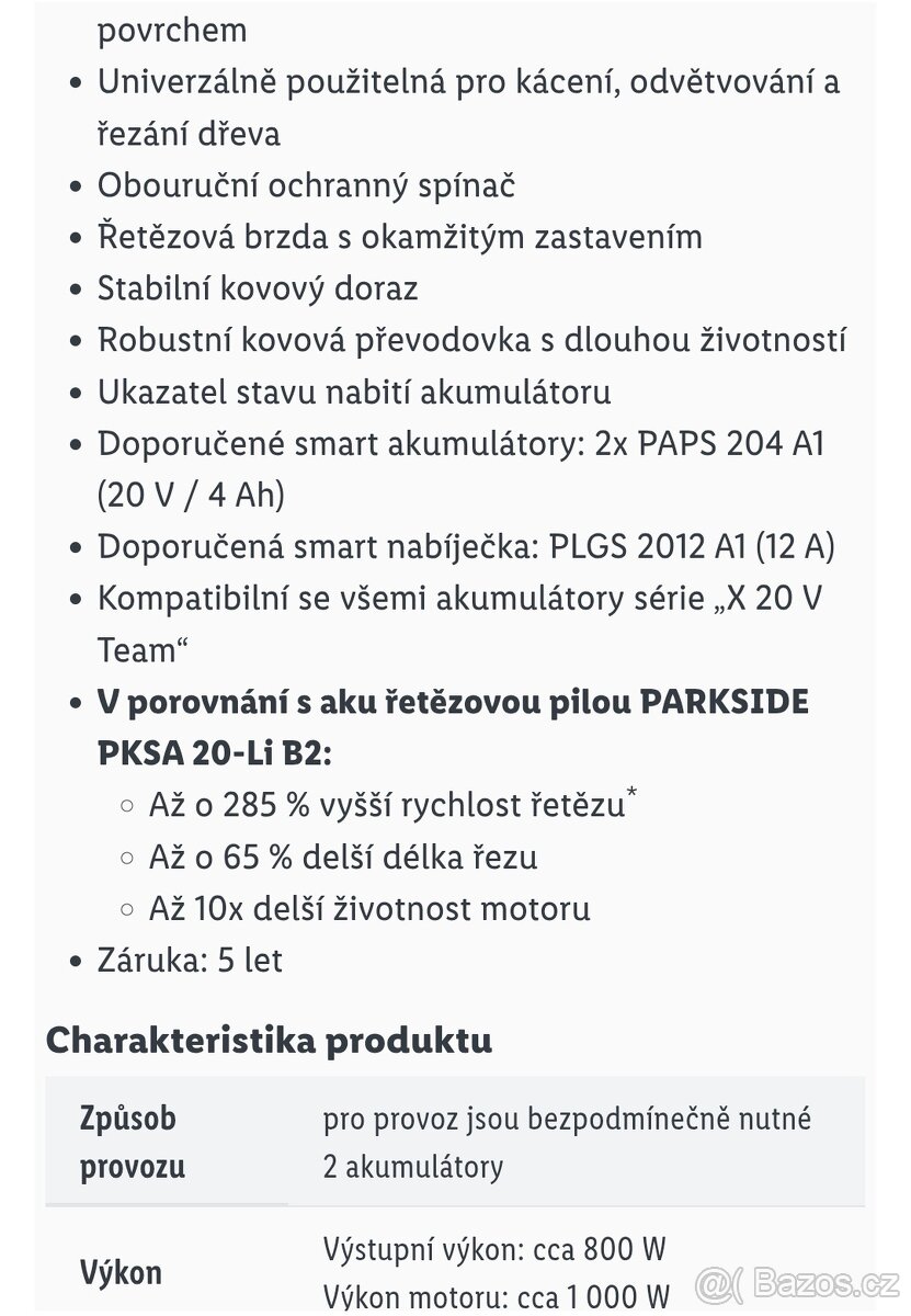 Aku řetězová pila peformance lišta 38cm - 7