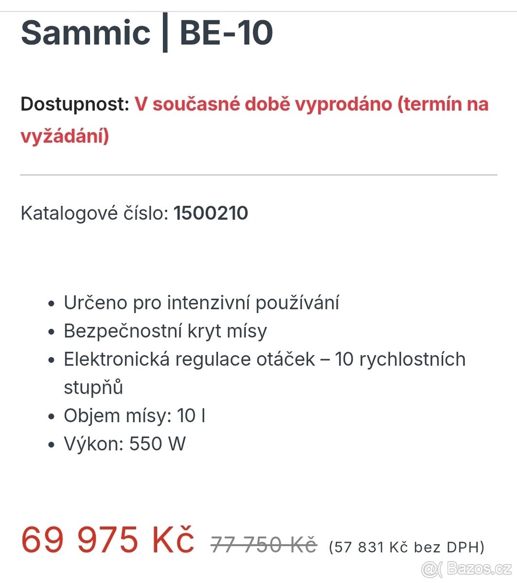 Planetární mixér Sammic BE10 - 7