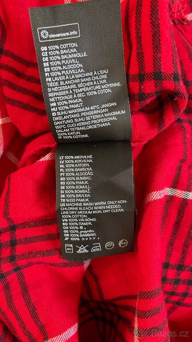Červená kostkovaná košile H&M vel.34 100%bavlna - 7