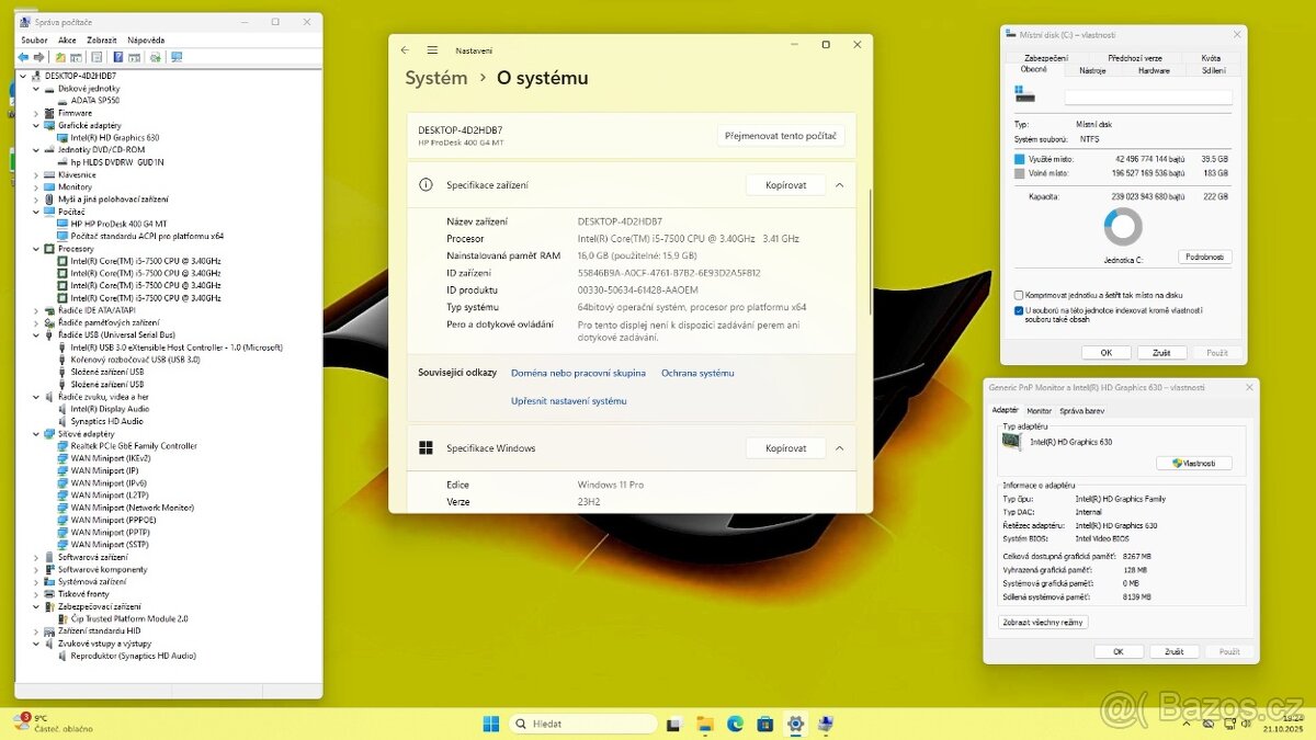 PC HP PRODESK 400 G4 /i5-7500/16GB/SSD256GB/WIN11/ZÁRUKA - 7