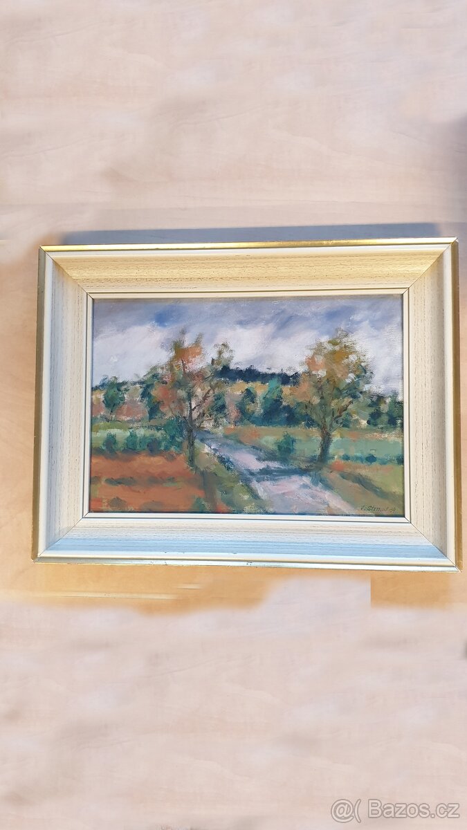 Krajinná malba, olej 33x23, autor Vojtěch Strnad - 7