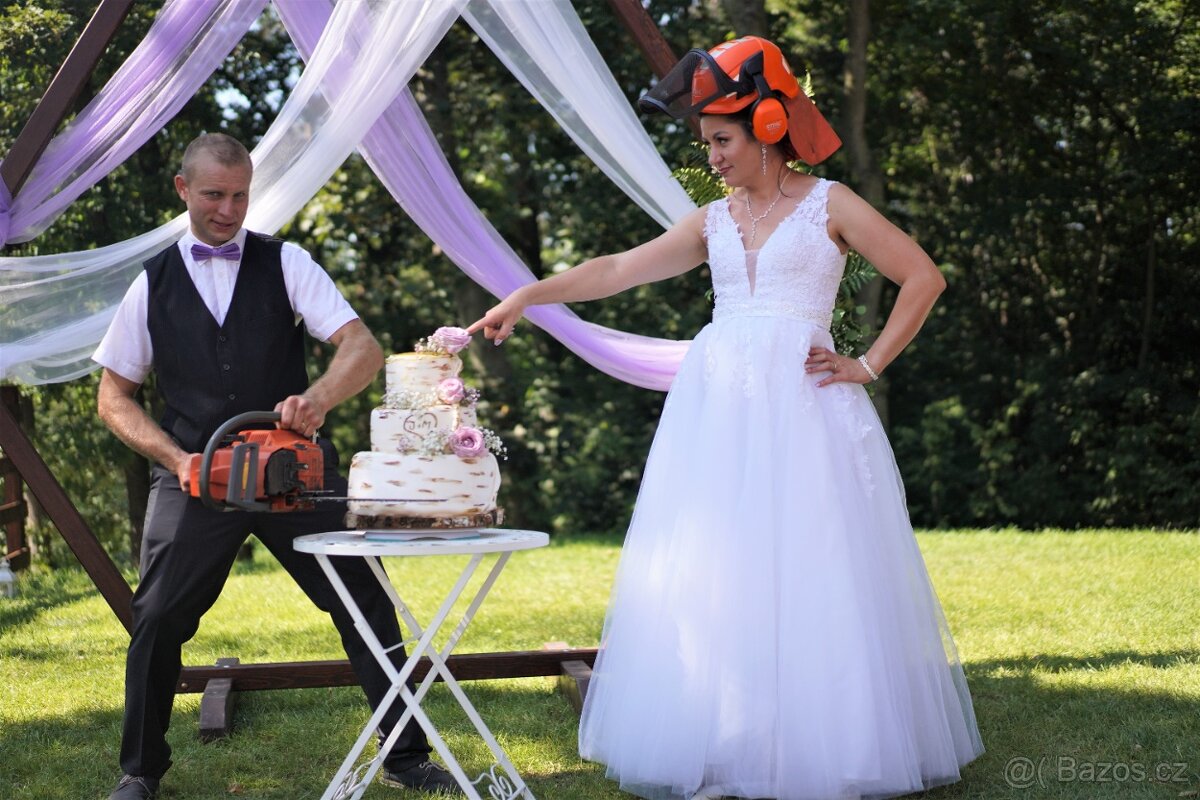 Svatební šaty 40/46 bílé - 7