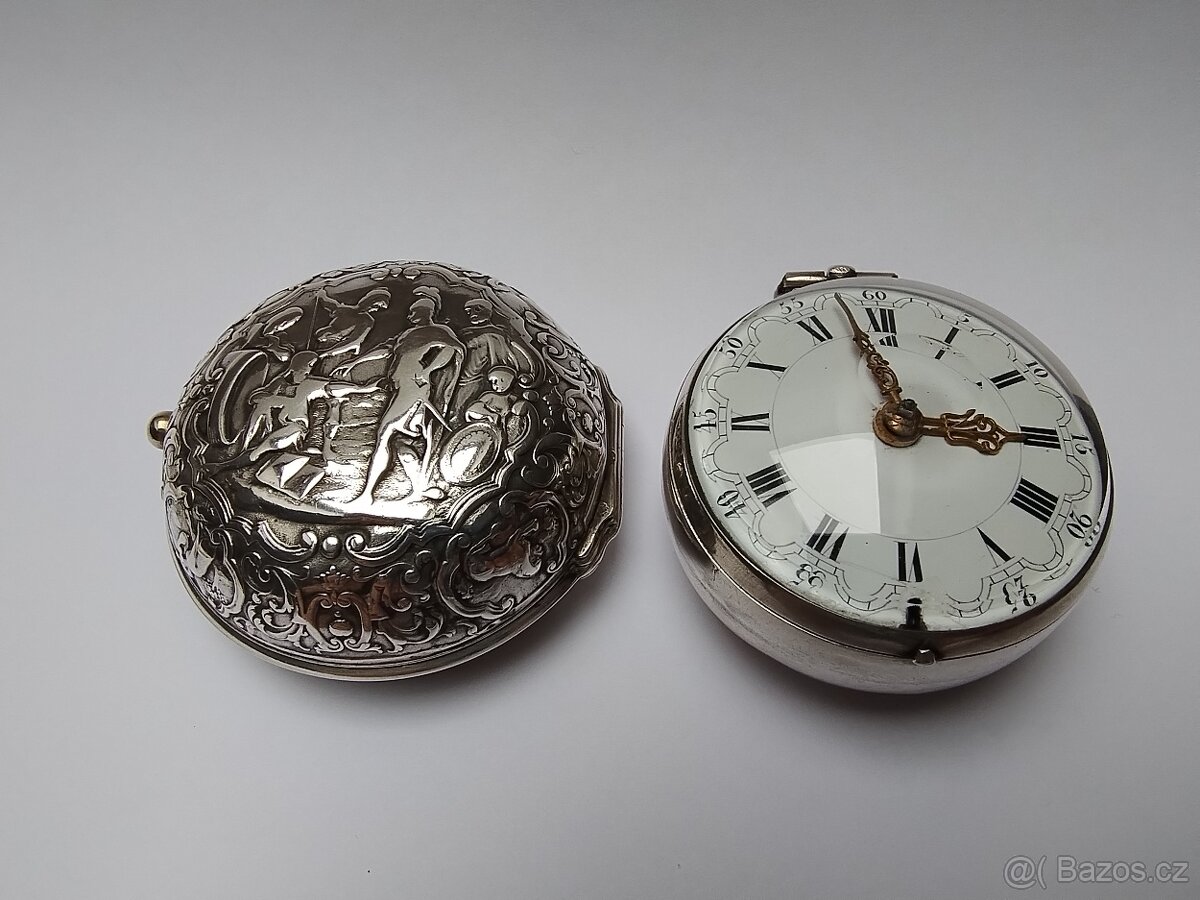 Stříbrné hodinky špindlovky oignon 18. století - 7